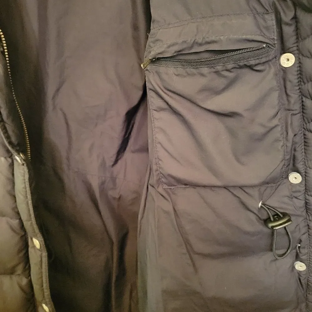J. Crew down filled long black jacket XS